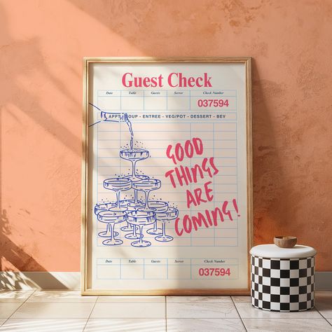 Guest check print , preppy room decor , trendy wall art , guest check , dorm room wall art , digital prints Check Poster, Guest Check Print, Preppy Prints, Dorm Room Wall Art, Guest Check, Printing House, Wall Art Aesthetic, Grand Art Mural, Preppy Room Decor