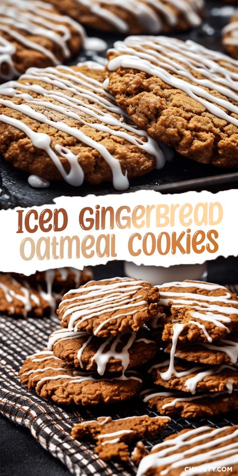 Iced Gingerbread Oatmeal Cookies [1.5 Hours] - Chasety Iced Oatmeal Gingerbread Cookies, Gourmet Gingerbread Cookies, Iced Gingerbread Oatmeal Cookies, Gingerbread Snowflake Cookies, Oatmeal Gingerbread Cookies, Iced Gingerbread Cookies, Winter Baked Goods, January Cookies, Cookie Trailer