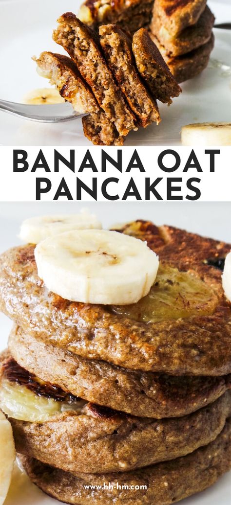 Easy banana oatmeal pancakes - perfect healthy breakfast for every morning that you can make using a blender or food processor. These healthy banana pancakes can also be packed for later and work well for healthy breakfast on the go. They're also one of the first healthy breakfasts I made for my son when he was a baby (about 8 months) Make these banana oat pancakes gluten free by using gluten free oats. Oatmeal Pancakes Easy, Healthy And Easy Breakfast, Pancakes Oatmeal, Banana Pancake Recipe, Oats Recipes Breakfast, Banana Oatmeal Pancakes, Toddler Snack, Banana Oat Pancakes, Healthy Breakfast On The Go