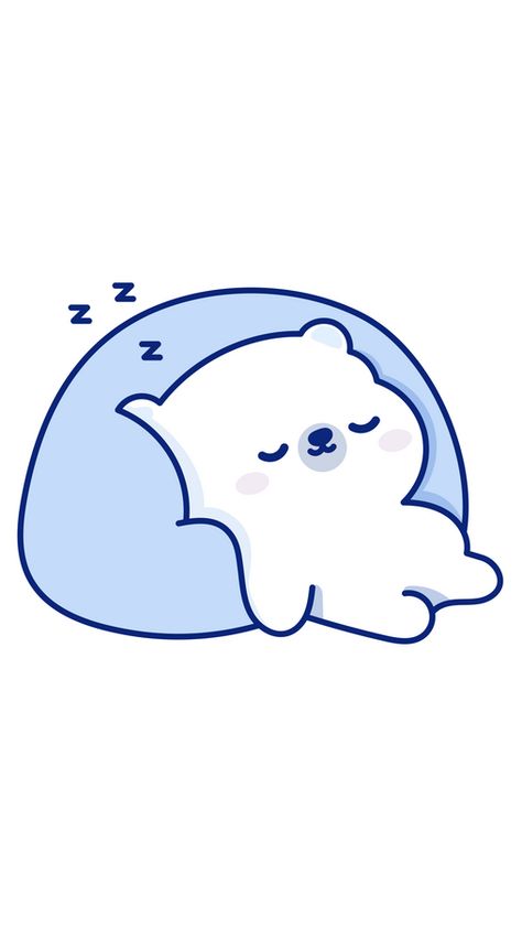 There's a serene, captivating quality to this sticker of a polar bear sleeping. The sight of these majestic, Arctic dwellers resting peacefully on a cozy pillow offers a stark contrast to the harsh... Cute Sleeping Animals Illustration, Cute Sleeping Drawing, Animals Sleeping Drawing, Sleepy Bear Cartoon, Sleeping Bear Cartoon, Cute Pillow Drawing, Bear Sleeping Drawing, Sleeping Animal Drawing, Sleeping Bear Drawing