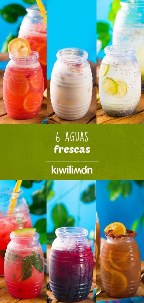 Refréscate con una #bebida de frutas este verano preparada como te enseñamos en esta #receta para preparar 6 Aguas Frescas de jamaica, horchata, tamarindo, limón con chía, sandía, fresa y tamarindo. ¡Se volverán tus aguas de sabor preferidas! Mexican Drinks Aguas Frescas, Mexican Aguas Frescas Recipes, Agua Fresca Recipe, Diy Dry Shampoo, Mexican Drinks, Steak Marinade, Agua Fresca, Fruit Drinks, Flavored Water