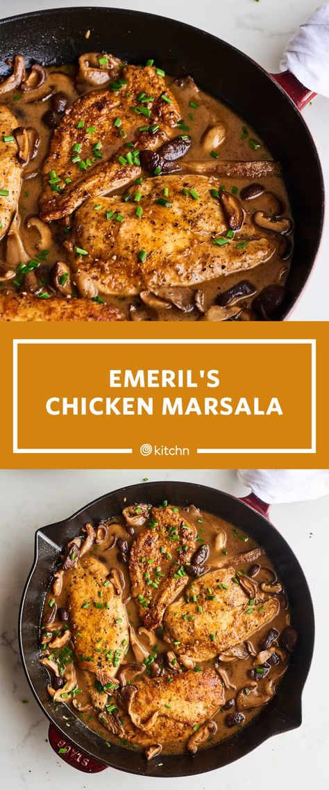 Emeril Recipes, Emeril Lagasse Recipes, Chicken Marsala Recipe, Marsala Recipe, Famous Food, Marsala Chicken Recipes, Chicken Marsala, Chicken Dishes Recipes, The Sauce