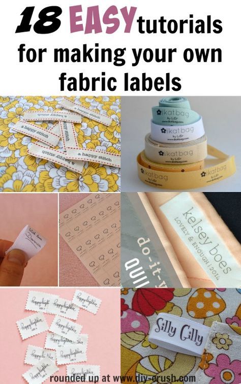 18 Easy tutorials for making your own fabric labels at home. Click through to browse the list!  DIY Crush Syprosjekter For Nybegynnere, Craft Labels, Make Your Own Fabric, Make Your Own Labels, Sewing Labels, Diy Labels, Labels Diy, Sew Ins, Quilt Labels