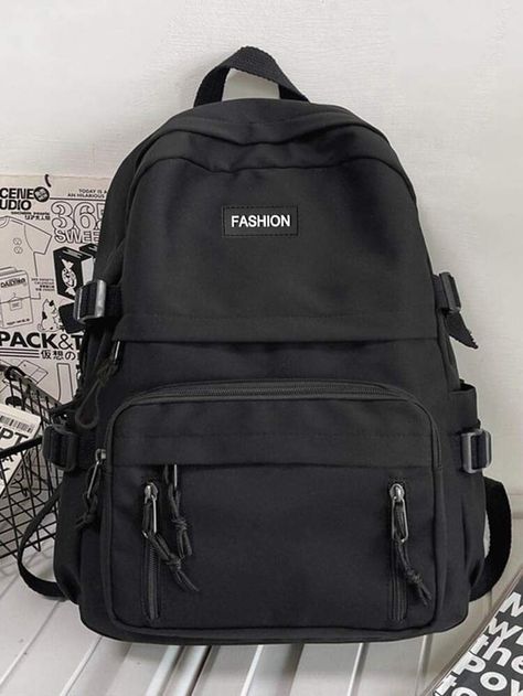 Mens Backpack Fashion, Black School Bags, Black Rucksack, Minimalist Tote Bag, Minimalist Tote, Stylish School Bags, Large Backpack Travel, Functional Backpack, Cool School Supplies