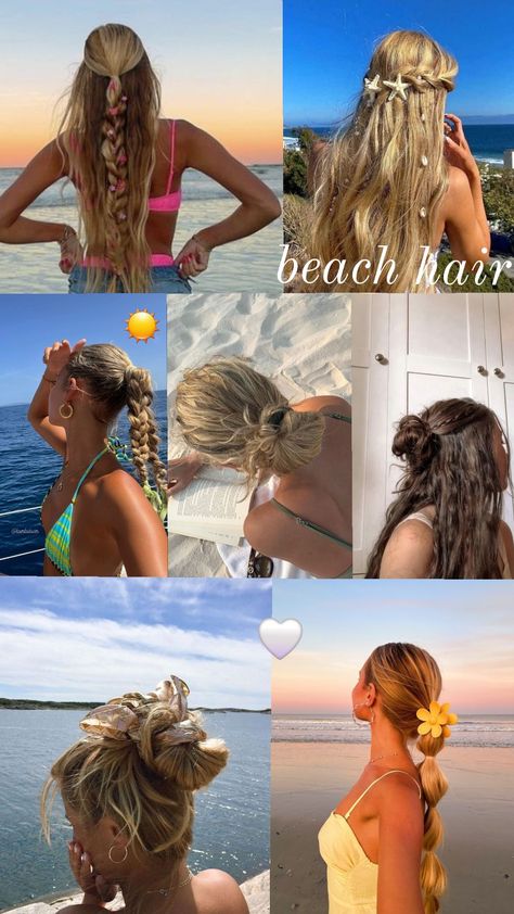 some hair inspo for summer ☀️ 🩷✨️ #beachhair #hairinspo #summerhairstyles #summerhairinspo #summeraesthetic2024 #beachvibesss #aesthetic #emojis Going To The Beach Hairstyles, Aesthetic Beach Outfit Ideas, Hairstyle For Summer 2024, Beach Hair Inspiration, Hair Inspo For Beach, Summer Cute Hairstyles, Brown Hair Beach Highlights, Beach Aesthetic Hair, Summer Hairstyles Down