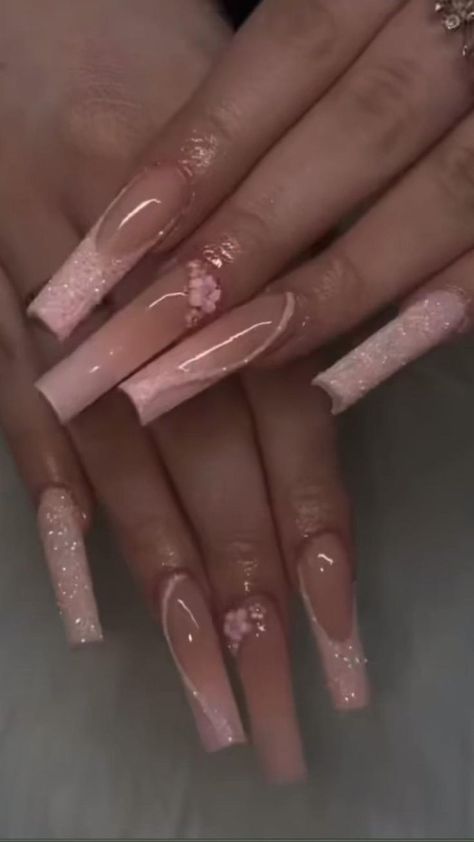 Nails Acrylic Quinceanera, Nails Inspo Coffin, Long French Tip, Summer Spring Nails, Acrylic Nails Homecoming, Nails Acrylic Long, Nails Cute Summer, Nail Ideas Designs, Quince Nails