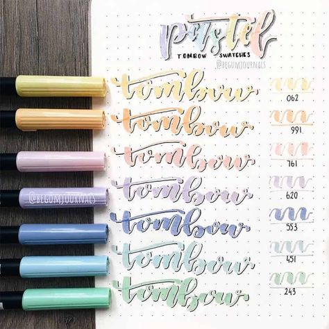 Creative Pen Swatch Bullet Journal Pages Tombow Pens, How To Bullet Journal, Tombow Brush Pen, Tombow Dual Brush Pen, Tombow Dual Brush, Brush Pens, Best Pens, Bujo Inspiration, Stationery Organization