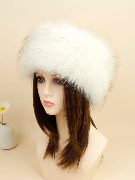 Solid Fuzzy Winter Fluffy Visor Hat | SHEIN USA Aesthetic Head Accessories, Winter Head Accessories, Tlou Wardrobe, Trendy Headbands, Duo Costumes, Crochet Shop, Fur Accessories, Fantasy Dresses, Winter Headbands