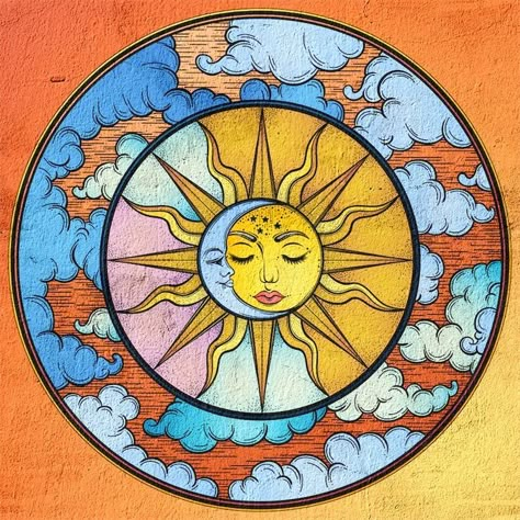 Sun and Moon Moon Drawing, Sun And Moon, Coloring Pictures, Stained Glass, Moon, Sun, Glass