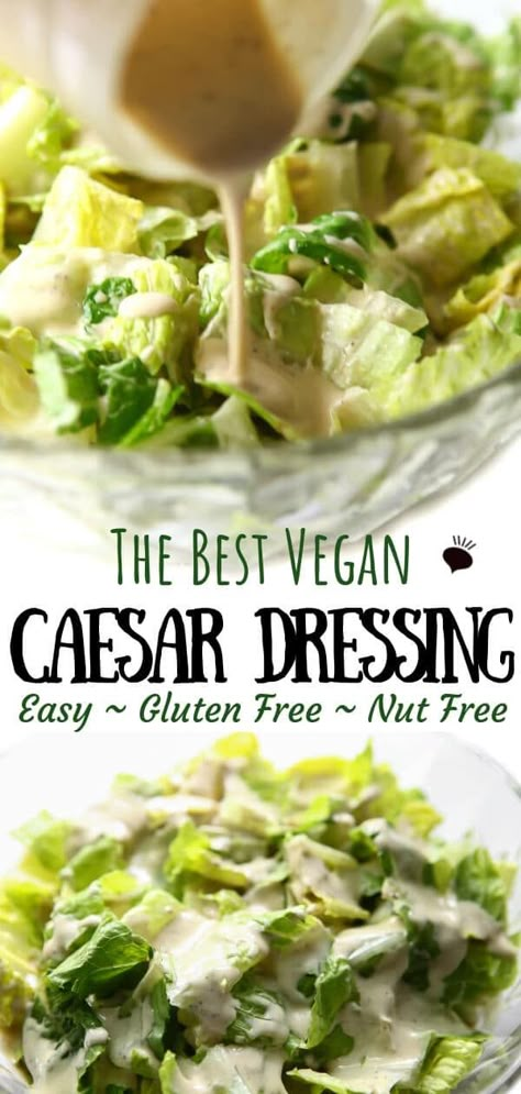 Vegan Caesar Salad Dressing, Gluten Free Dressing, Vegan Caesar Dressing, Vegan Caesar Salad, Vegan Caesar, Vegan Salad Dressing, Vegan Dressing, Caesar Salad Dressing, Vegan Salad Recipes