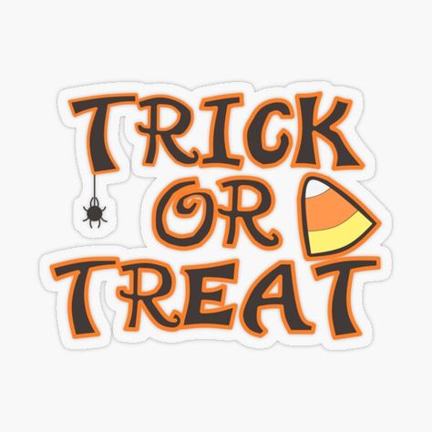 A sticker that says trick or treat. Spooky Stickers Printable, Cute Halloween Stickers Printable, Cute Spooky Stickers, Halloween Printable Stickers, Halloween Sticker Ideas, Halloween Stickers Aesthetic, Dear October, October Stickers, Halloween Stickers Printable