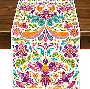 Hacienda Party, Fiesta Tablescape, Kitchen Altar, Foyer Console, Kitchen Dining Room Decor, Fiesta Decor, Fiesta Table, Mexican Otomi, Mexican Table Runner