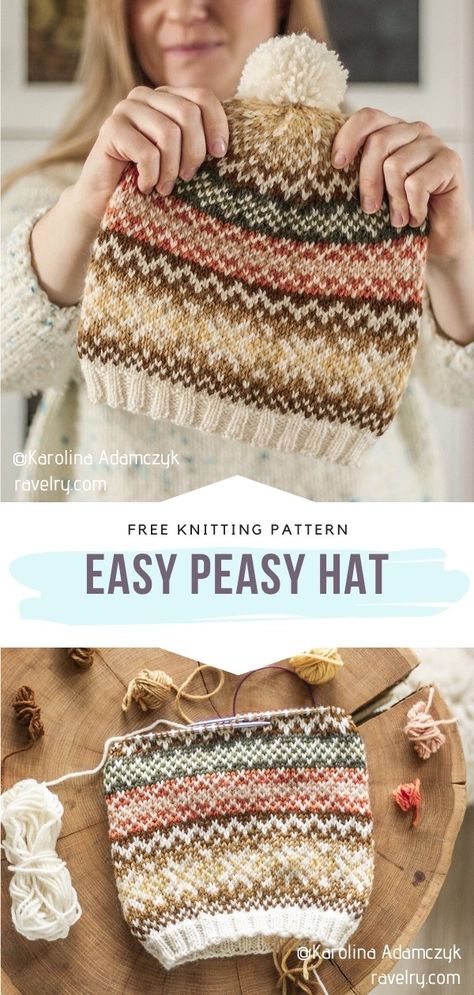 Free Knitting Pattern Hat For Women, Knit Hat Fair Isle, Worsted Weight Hat Knitting Pattern, Worsted Weight Knit Hat Pattern, Fall Hat Knitting Pattern, How To Make Your Own Knitting Pattern, Colorwork Beanie Pattern, Size 4 Yarn Knitting Patterns, Colorwork Knit Hat Pattern Free