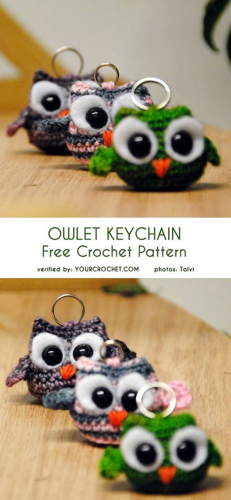 #freecrochetpatterns #amigurumipatterns #owl #keychain Crochet Key Rings Free Pattern, Crocheted Keychains, Owl Keychain, Keychain Craft, Crochet Keychain Pattern, Easy Crochet Projects, Crochet Gift, Crochet Blog, Owl Patterns