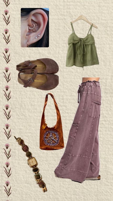 Earthy Outfits, Hippie Outfits, 70s Fashion, Retro Outfits, Comfy Casual, Grunge Outfits, Aesthetic Fashion, Boho Outfits, Fashion Inspo Outfits