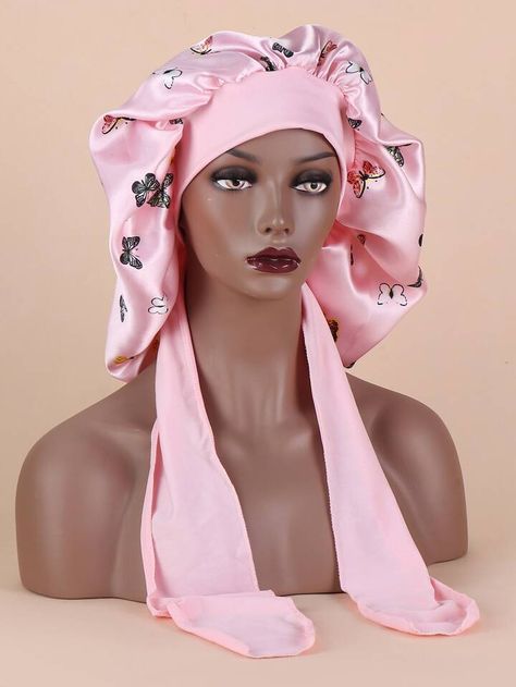 1pc Women Butterfly Print Casual Style Hair Bonnet | SHEIN USA Hair Bonnets, Diy Hair Accessories Ribbon, Hair Bonnet, Suspender Dress, Wig Accessories, Style Hair, Diy Hair Accessories, Butterfly Print, Diy Hairstyles