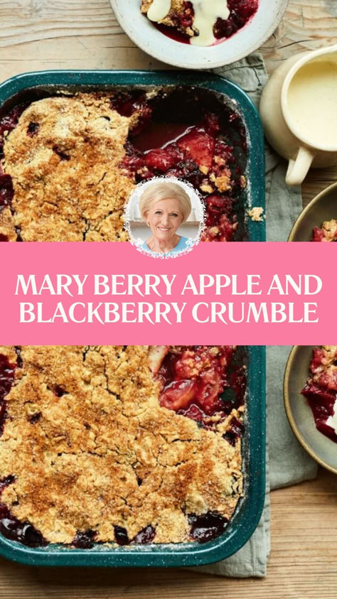 Mary Berry Apple And Blackberry Crumble Apple And Blackberry Crumble, New Years Dinner Party, Mary Berry Recipes, Cherry Crumble, Blackberry Crumble, Berry Crisp, Mary Berry Recipe, British Desserts, Fruit Crumble