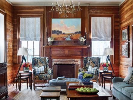 2020 HGTV Designer of the Year Editors' Pick Winners | 2020 HGTV Designer of the Year Awards | HGTV James Farmer, James Carter, White Molding, Rustic Room, Modern Cabin, Ship Lap Walls, Fireplace Design, Historic Home, Farmhouse Living