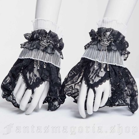 Gothic Dolly Black and White Gloves Black And White Gloves, White Goth, Summer Coats, Lace Cuffs, Gothic Accessories, Maxi Skirt Dress, Plus Size Shopping, White Gloves, Fashion Sale