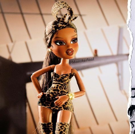 Bratz Fits, Baddie Cartoon Aesthetic Pfp, Baby Bratz, Hard Summer Festival Outfit, Hard Summer Festival, Bratz Outfit, Cheetah Clothes, Black Bratz, Cheetah Print Outfits