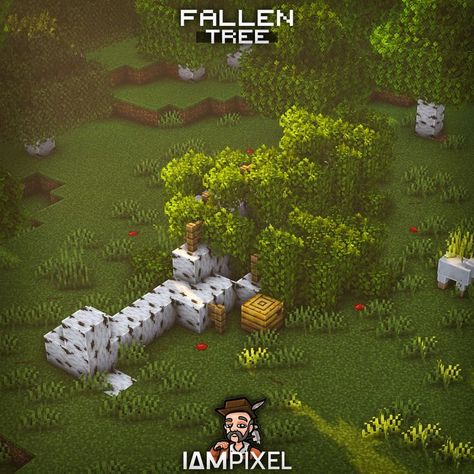 ☝🏼 Tap this picture for DAILY Minecraft builds! ☝🏼 Minecraft Fallen Tree, Minecraft Nature Decoration, Minecraft Midevil Village Ideas, Minecraft Nature Builds, Minecraft Nature, Tree Without Leaves, Minecraft Decor, Kingdom Ideas, Minecraft Tree