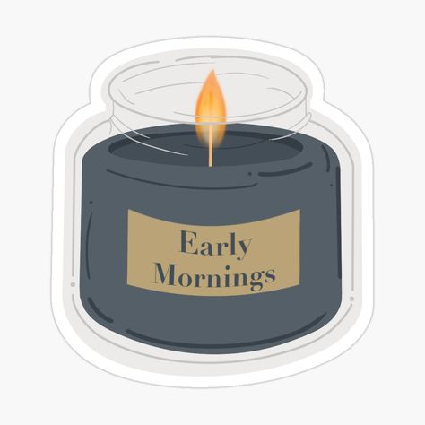 Get my art printed on awesome products. Support me at Redbubble #RBandME: https://www.redbubble.com/i/sticker/Early-Morning-Candle-by-Abbymuffie/157984023.EJUG5?asc=u Candle Sticker Ideas, Candle Emoji, Morning Stickers, Morning Candle, Stickers Candle, Mourn Candle, Ios Emoji, Candle Stickers, Candle Aesthetic