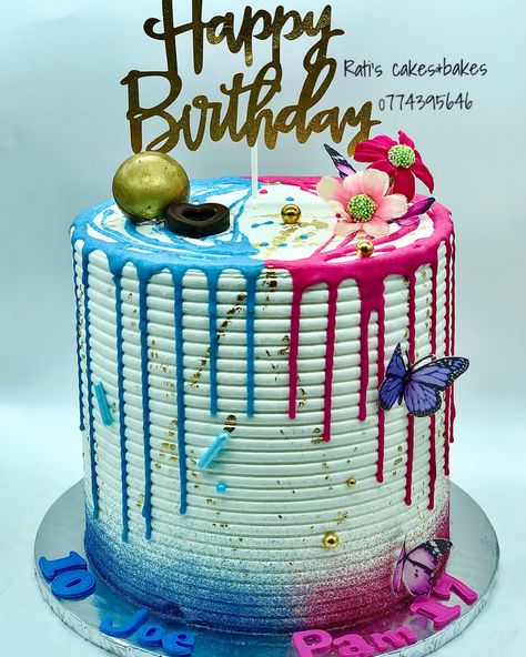 Unisex Birthday Cake, Cakes For Teenagers, Twin Birthday Cakes, Cake Designs For Kids, Split Cake, Twins Cake, Birthday Cake Decorating Ideas, Birthday Cakes For Teens, 21st Birthday Cakes