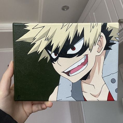 Bakugou Katsuki from My Hero Academia Mha Canvas Painting, My Hero Academia Painting Canvas, Bakugo Painting, Anime Painting Acrylic Easy, Anime Painting Acrylic Canvas, My Hero Academia Painting, Anime Canvas Painting Easy, Anime Painting Acrylic, Bakugo Art