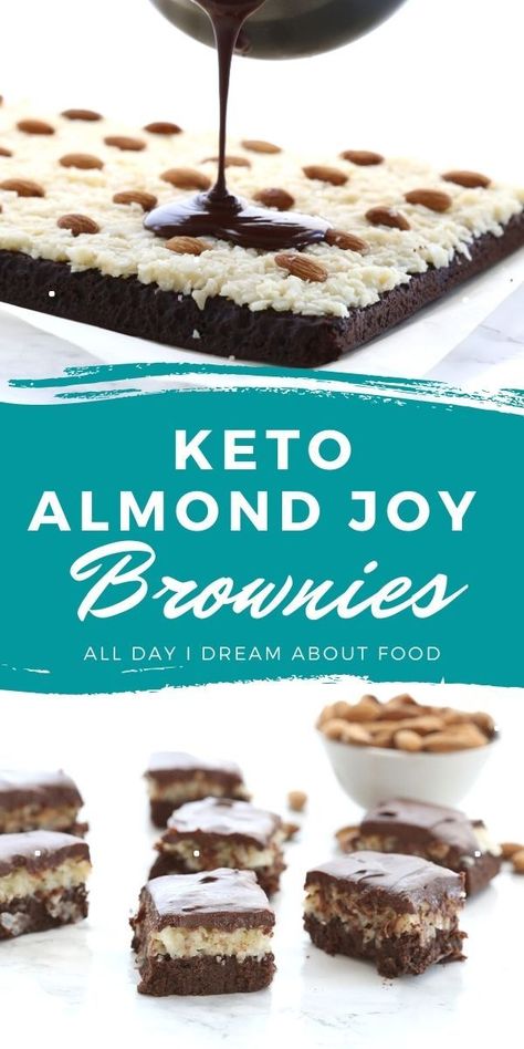 Keto Almond Joy, Almond Joy Brownies, Coconut Filling, Low Carb Brownies, Ketogenic Desserts, Lazy Keto, Desserts Keto, Keto Recipes Ketogenic, Keto Sweets