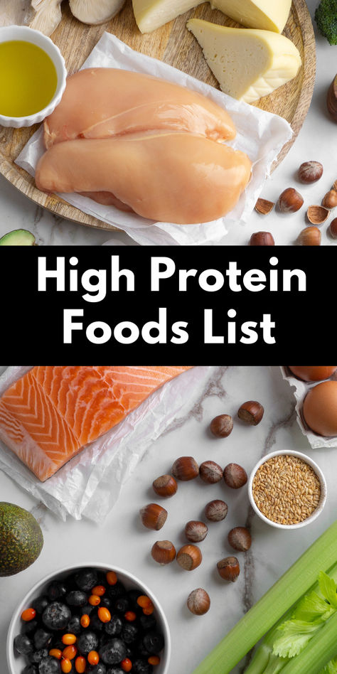 Images of high protein foods like chicken, salmon, seeds, cheese and more. Protein Foods For Muscle Gain, Muscle Building Grocery List, Meat High In Protein, Low Calorie High Protein Food List, Foods That Have High Protein, Protein Carbs And Fats Chart, Highest Protein Meat, Healthy Protein Foods List, Protein In Food Chart