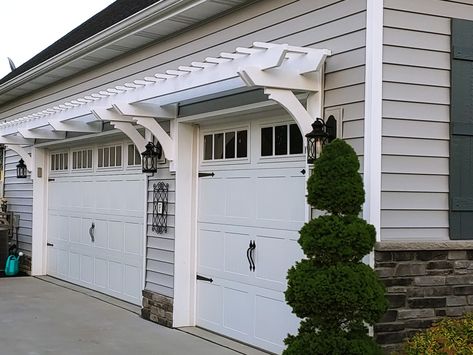 Garage Trellis Pergola, Trellis Over Garage, Garage Door Trellis, Garage Arbor, Garage Trellis, Door Trellis, Garage Door Trim, Garage Photos, Walpole Outdoors