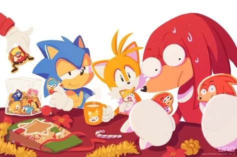 Tasting Party Four Matching Pfp, Sonic Tails And Knuckles, Sonamy Comic, Sonic Fanart, Sonic & Knuckles, Team Sonic, Sonic Mania, Classic Sonic, Sonic Heroes