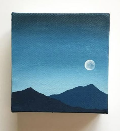 Diy Canvas Art Painting Nature, Canvas Sky Painting Easy, Sky Easy Drawing, Easy Shadow Painting Ideas, Art Inspiration Painting Easy Acrylic, Blue Simple Paintings, Easy Mini Paintings For Beginners, Oil Pastel Canvas Art Easy, Acrylic Painting Small Canvas Easy