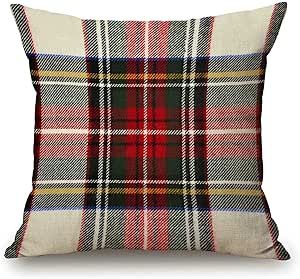 Plaid Pillow Cover 18x18 Inch, Scottish Tartan Red and White Wool Plaid Pattern Symmetric Square Print Double Sided Decorative Pillow Case Throw Pillows Cover Red And White Pattern, Lumbar Pillow Covers, Plaid Pillow Covers, Plaid Throw Pillows, Plaid Pillow, Rectangle Pillow, Plaid Throw, 16x16 Pillow Cover, Sofa Cushion Covers