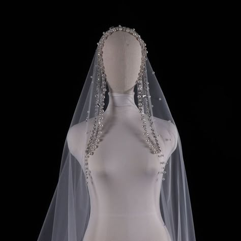 Beaded Bridal Veil, Rhinestone Veil, Veil Long, Beaded Veils, Pearl Veil, Beautiful Veil, Bride Veil, Wedding Headdress, Wedding Bridal Veils