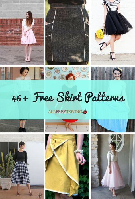 46+ Free Skirt Patterns | Looking for the perfect skirt for summer? Then don't miss our giant collection of free skirt patterns! Diy Circle Skirt, Free Skirt Pattern, Circle Skirt Pattern, Patterns Clothing, Pencil Skirt Pattern, Simple Dress Pattern, Skirt Patterns, How To Make Skirt, Skirt Tutorial