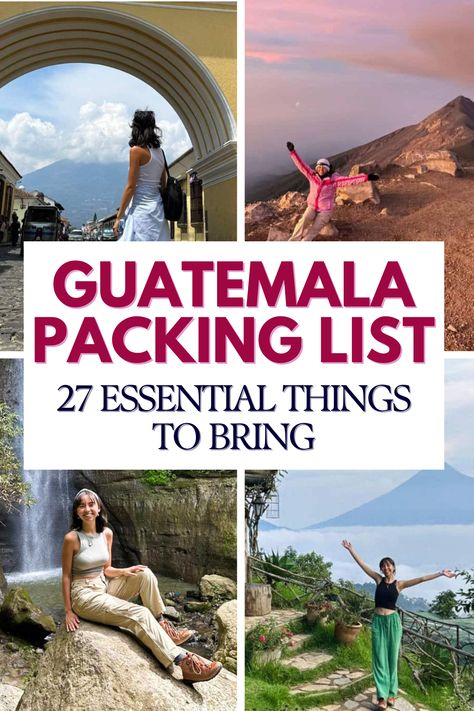 The ultimate checklist of EXACTLY what to pack for Guatemala - 27 Guatemala essentials & things to bring (that most forget) + helpful tips & tricks for packing for Guatemala! Central America Travel Outfit, Outfits For Guatemala, Guatemala Vacation Outfits, What To Wear In Guatemala, Guatemala Packing List, Guatemala Fashion, Guatemalan Outfit Ideas, Guatemala Outfits, What To Wear In Antigua Guatemala