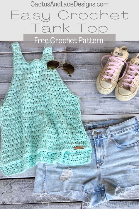 Crochet Tank Top Free, Crochet Tank Tops, Crop Top Pattern, Mode Crochet, Crochet Ladies Tops, Crochet Tops Free Patterns, Crochet Summer Tops, Crochet Clothes For Women, Crochet Tank Top