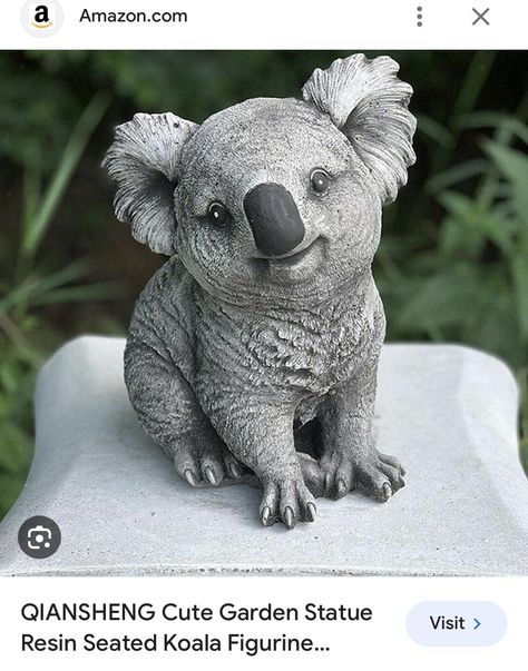 Tropical Yard, Koala Birthday, Indigo Plant, Cute Garden, Garden Figures, Bear Statue, Garden Figurines, Chicken Garden, Concrete Sculpture