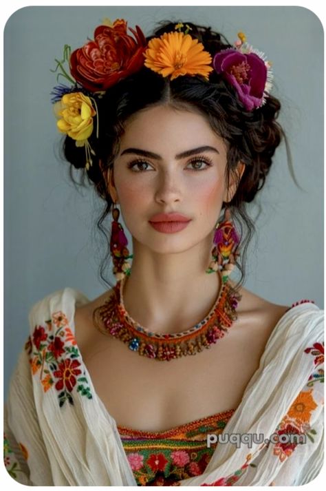 Hairstyle Latest, Mexican Makeup, Mexican Hairstyles, Mexican Fashion, Flowers In Her Hair, Shotting Photo, Classic Hairstyles, New Hairstyle, Glamorous Wedding