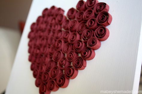 Quilled Heart Decor | Mabey She Made It #valentine #heart #quilling Heart Quilling, Quilled Heart, Heart Decor, Glue Crafts, Heart Cards, Valentine's Day Diy, Valentine Day Crafts, Heart Decorations, Paper Quilling