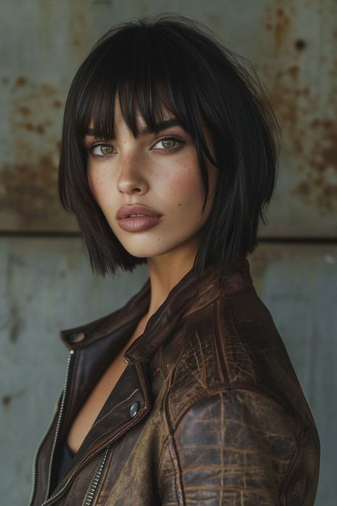 Edgy Blunt Bob with Textured Bangs Short Cropped Hair, Crop Hair, Edgy Hair, Short Hair With Bangs, Bob Haircut, Haircuts With Bangs, Stylish Hair, Short Hair Cuts For Women, Short Hairstyles For Women