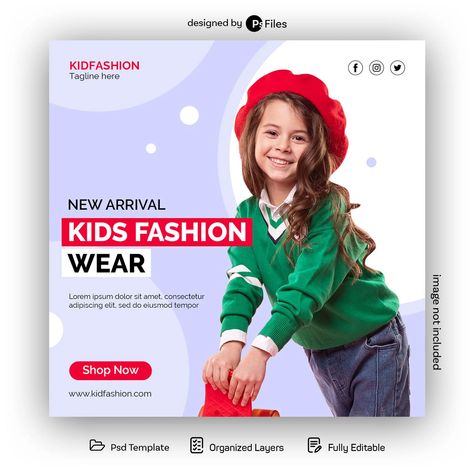 Christmas Winter Season Sale Free Instagram Post Design Template PSD Fashion Banner Design Ideas, Kids Fashion Wear, Instagram Post Design, Kids Winter Outfits, Digital Communication, Email Template Design, Advertising Ideas, Kids Winter Fashion, Kids Garments