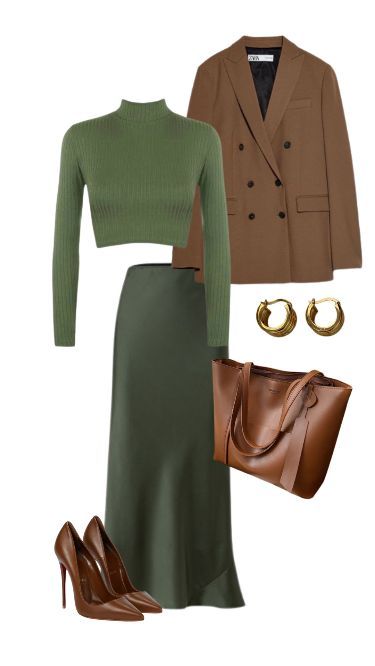 Green Skirt Outfits, Green Dress Outfit, Academia Aesthetic Outfit, Bias Skirt, Trendy Date Night Outfit, Modesty Outfits, Winter Skirt Outfit, Badass Style, Trendy Fall Outfits