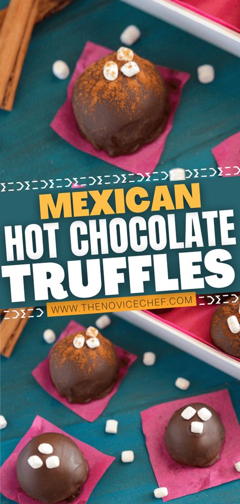 Mexican Truffles, Hot Chocolate Truffles, Cheesecake Truffles Recipe, Deserts Recipes, Chocolate Truffles Recipe, Spicy Hot Chocolate, Truffle Recipes, Diy Cinnamon, Christmas Truffles