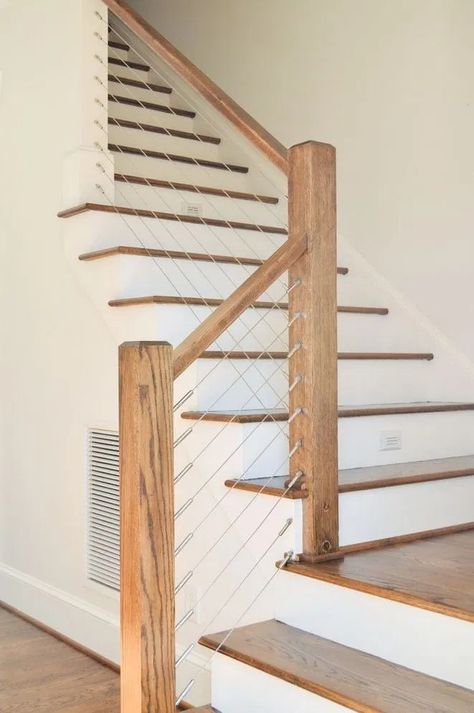 Modern Farmhouse Staircase, Stairs Modern, Farmhouse Staircase, Farmhouse Stairs, Rustic Italian Home, Stair Case, Farmhouse Inspiration, Foyer Decorating, Modern Restaurant