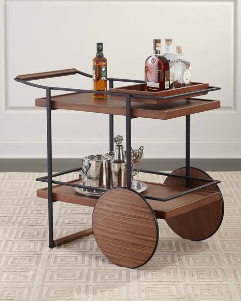 Stellar Works James Bar Cart Food Trolley, Wood Bar Cart, Modern Bar Cart, Bar Trolley, Stellar Works, Console Cabinet, The James, Steel Furniture, Home Room Design