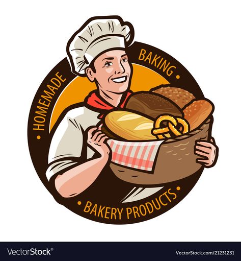 Bakeshop Logo, Bread Illustration Design, Bread Logos Design, Bakery Cartoon, Bread Bakery Logo Design, Pan Logo, Home Bakery Logo, Bakery Vector Illustrations, Bread Vector