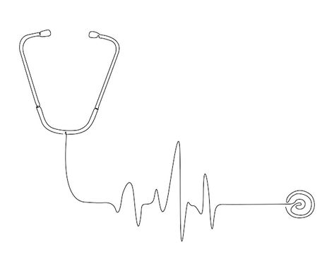 Premium Vector | Continuous line art drawing of stethoscope with heart beat wave medical tool stethoscope outline Heart Beat Drawing, Stethoscope Drawing, Continuous Line Art, Physiotherapy Clinic, Line Art Drawing, Continuous Line Drawing, Logo Psd, Technology Icon