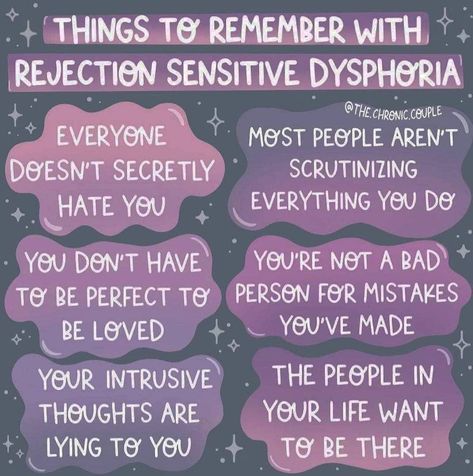 Rejection Sensitive Dysphoria Quotes, Rsd Quotes, Rejection Sensitivity, Rejection Sensitive Dysphoria, Mental Health Facts, Mental Health Therapy, Things To Remember, Emotional Awareness, Mental And Emotional Health